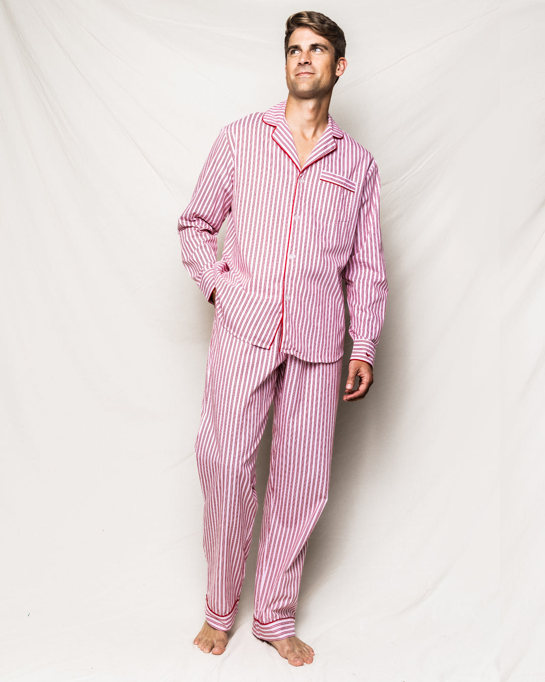 Men's Twill Pajama Set in Antique Red Ticking