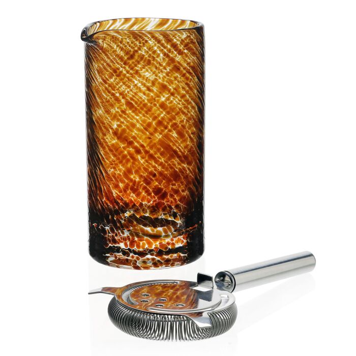 Vanessa Mixing Glass and Strainer-Tortoise