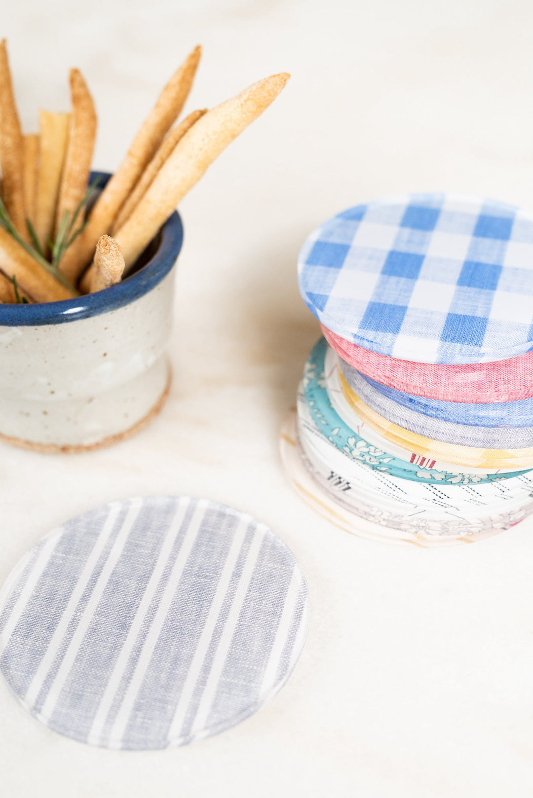 Mack Blue Gingham Coaster - S/4