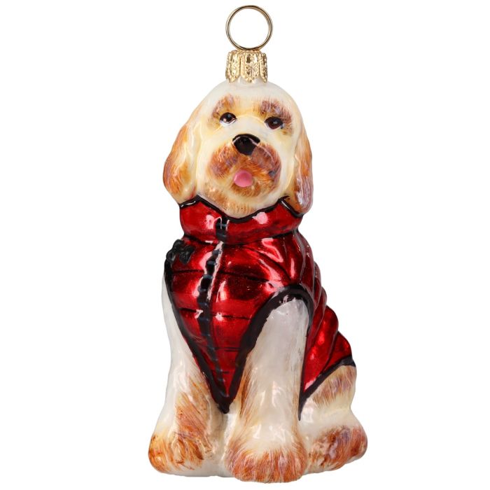 Goldendoodle in Winter Coat Christmas Ornament