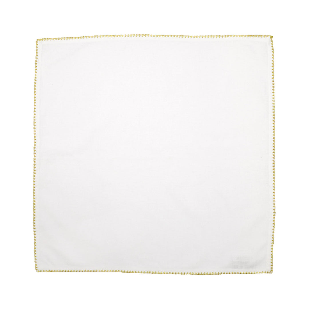 Cotone Linens Ivory Napkins with Gold Stitching (Set of 4)