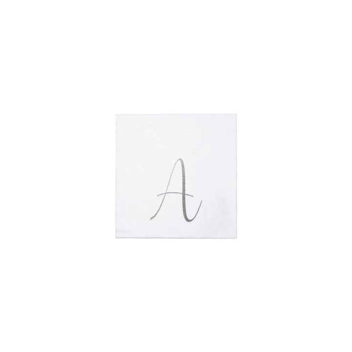 Papersoft Napkins Silver Monogram Cocktail Napkins (Pack of 20)