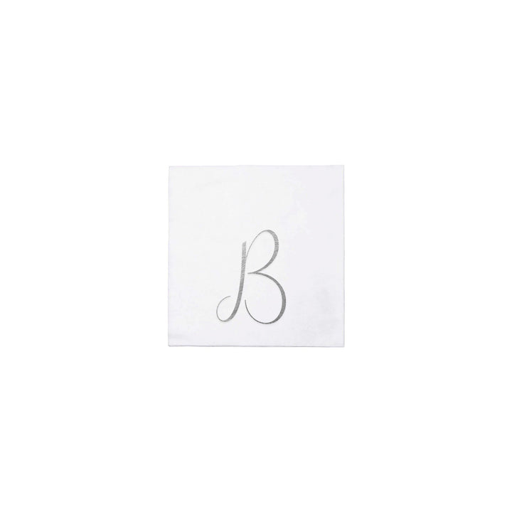 Papersoft Napkins Silver Monogram Cocktail Napkins (Pack of 20)