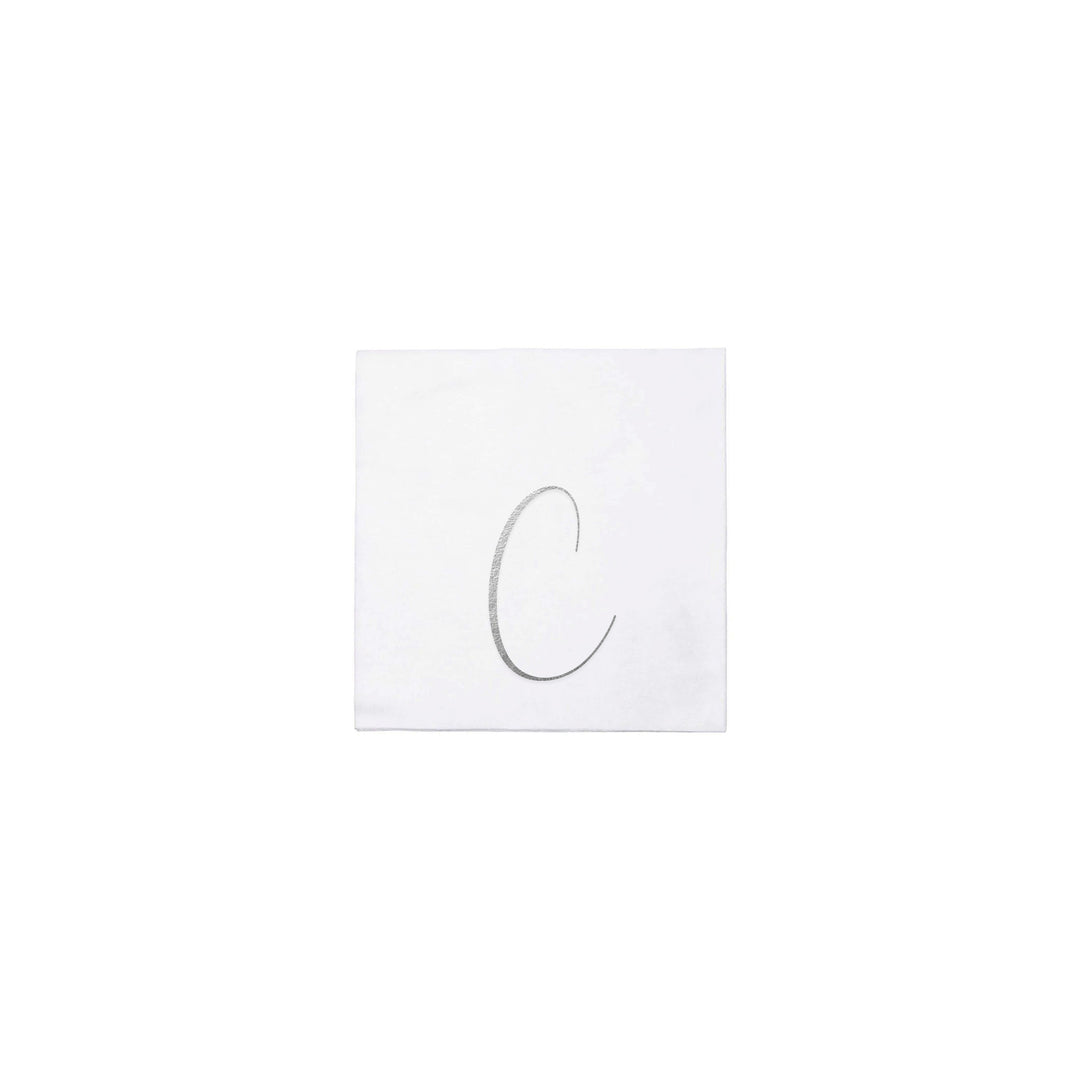 Papersoft Napkins Silver Monogram Cocktail Napkins (Pack of 20)