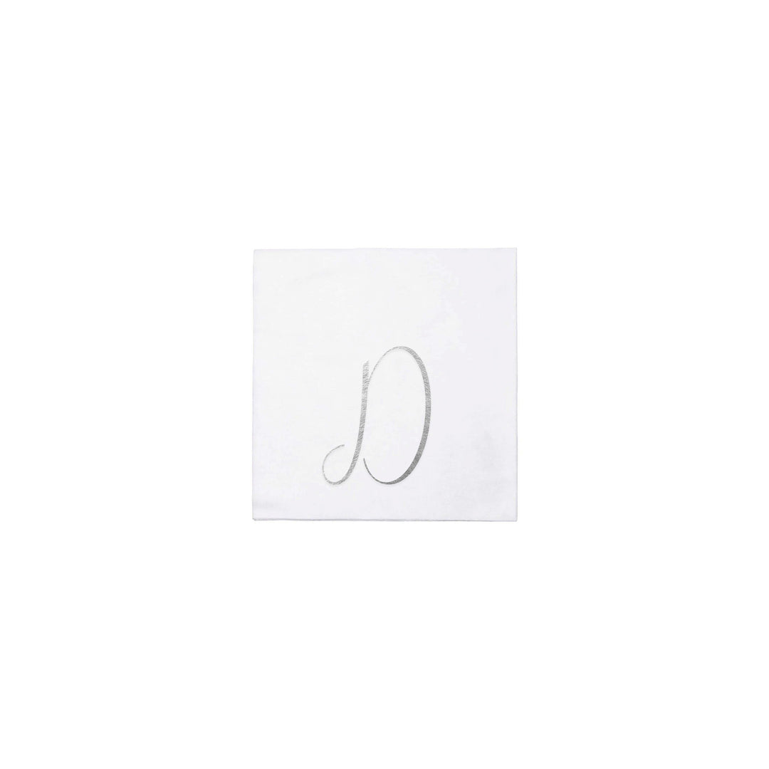 Papersoft Napkins Silver Monogram Cocktail Napkins (Pack of 20)