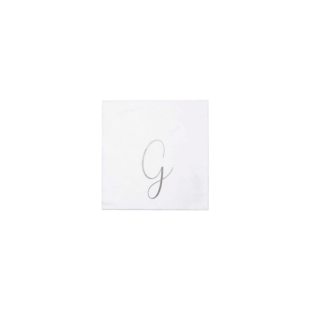 Papersoft Napkins Silver Monogram Cocktail Napkins (Pack of 20)