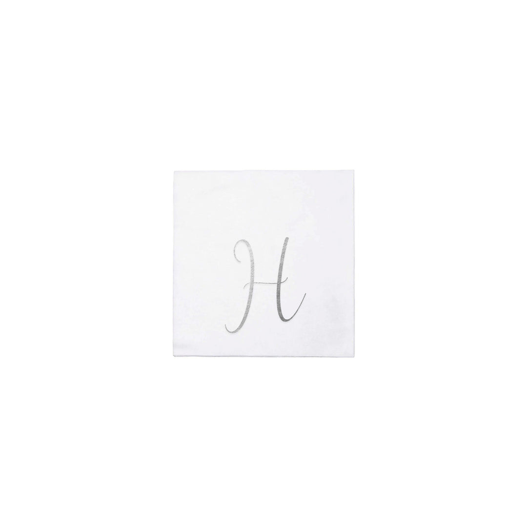 Papersoft Napkins Silver Monogram Cocktail Napkins (Pack of 20)