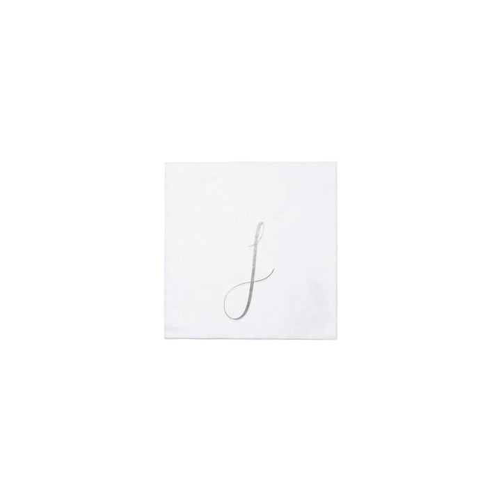 Papersoft Napkins Silver Monogram Cocktail Napkins (Pack of 20)