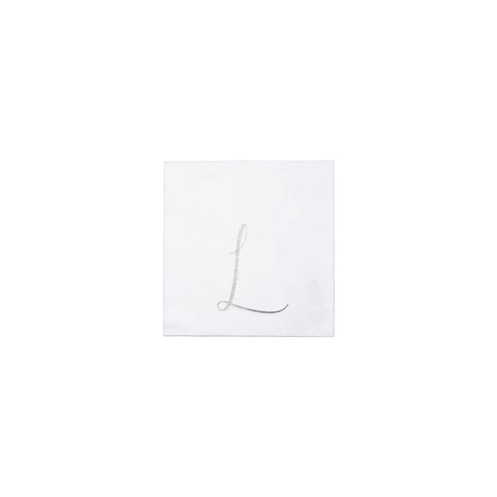 Papersoft Napkins Silver Monogram Cocktail Napkins (Pack of 20)