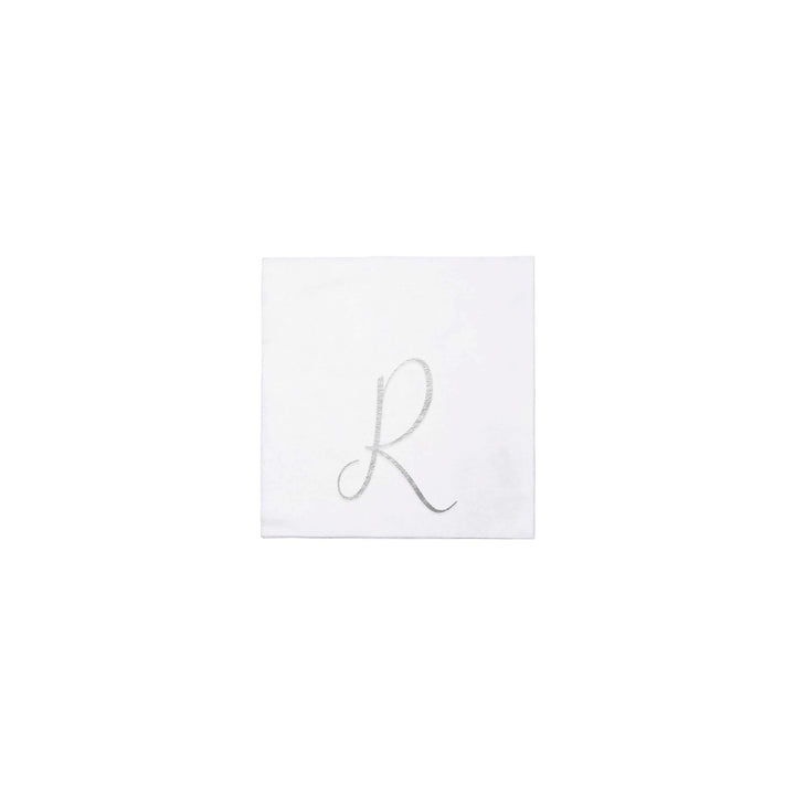 Papersoft Napkins Silver Monogram Cocktail Napkins (Pack of 20)