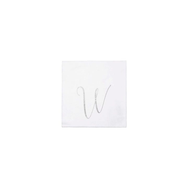 Papersoft Napkins Silver Monogram Cocktail Napkins (Pack of 20)