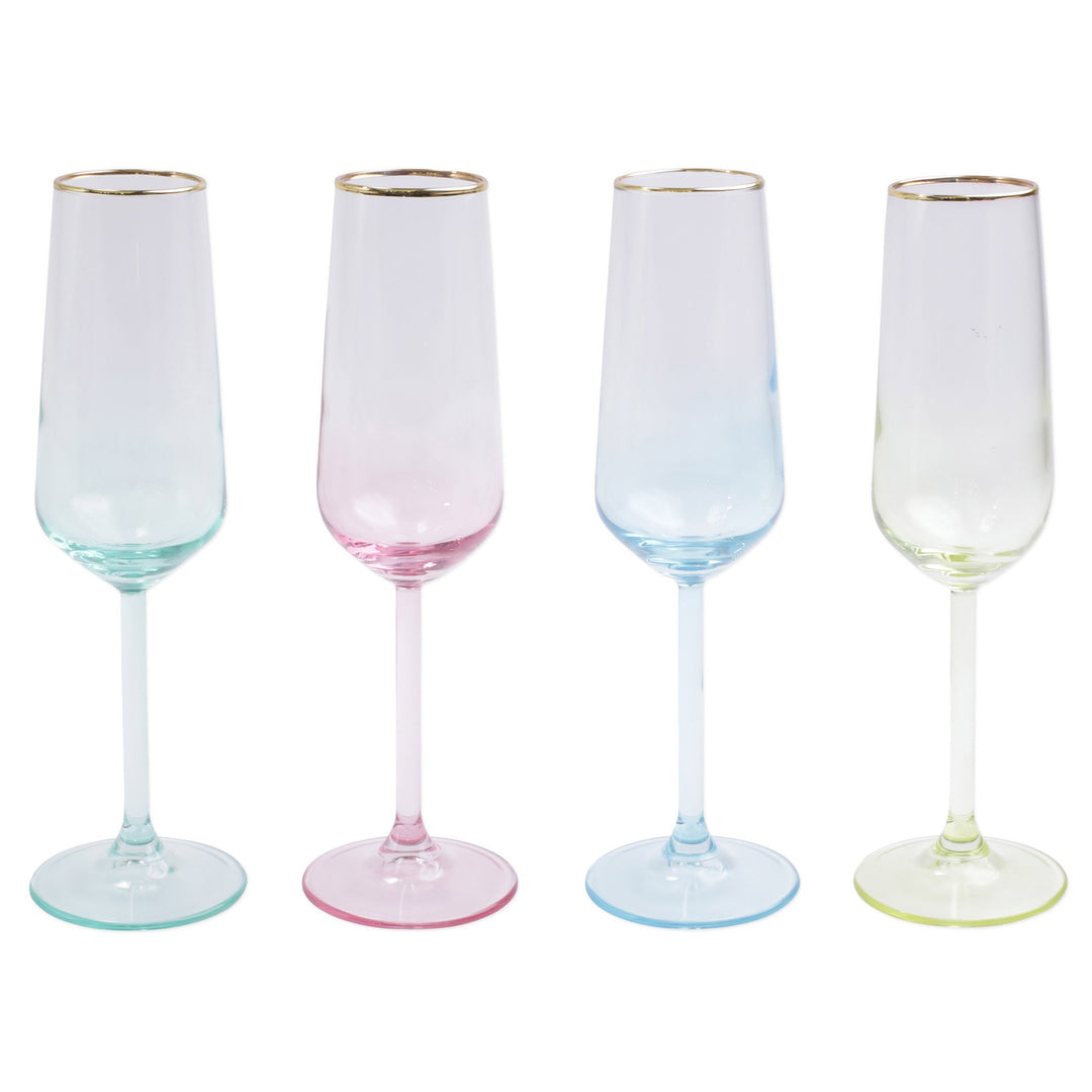 Rainbow Assorted Champagne Flutes (Set of 4)