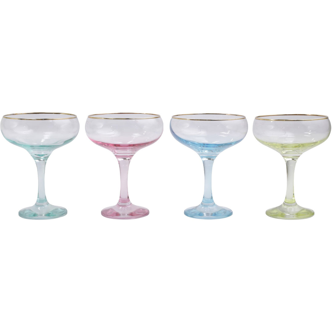 Rainbow Assorted Coupe Champagne Glasses (Set of 4)